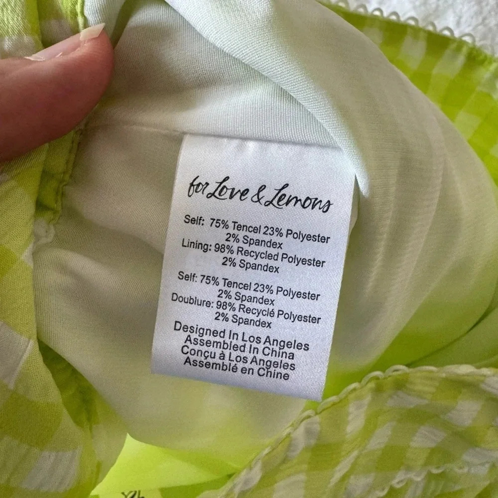 For Love and Lemons lime green gingham plaid mini skirt with bows NWT sz S & XS - Picture 9 of 9
